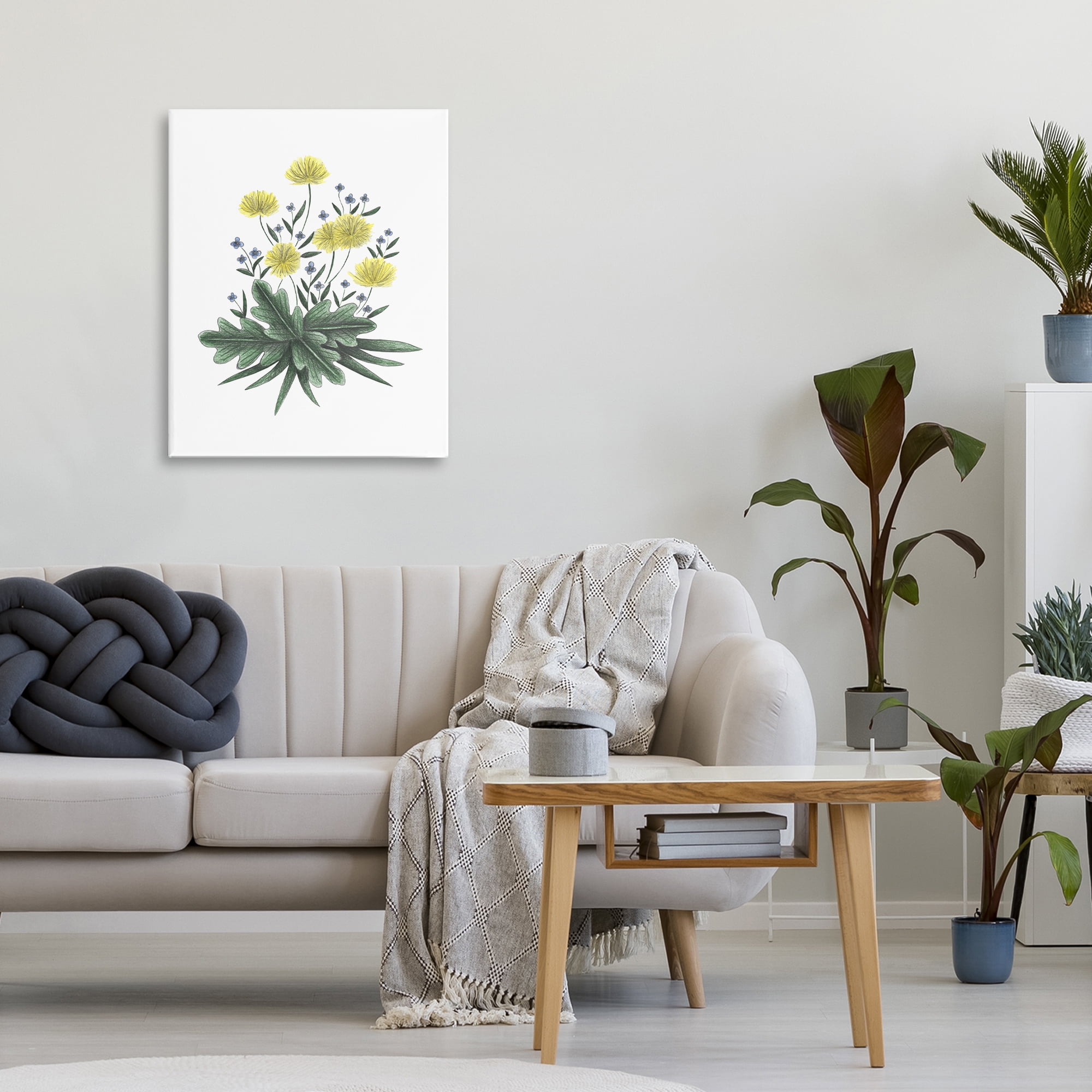 Dandelion Flower Illustration Canvas Wall Art, design by Cecilia Battaini