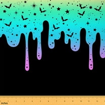 Feelyou Halloween Fabric by the Yard 1 Yard for Teens, Spooky Bat Print Room Decor Fabric by the Yard, Mystic Stars Print Fabric for Sewing, Super Cozy Room Decor