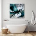 thumbnail image 6 of Wall Art Prints, Abstract Teal Framed Canvas Prints for Bedroom Living Room Bathroom Office, Modern Geometric Grey Green Waves Gallery Wrap Wall Art Poster for Gifts Home Decor 16"x16", 6 of 9