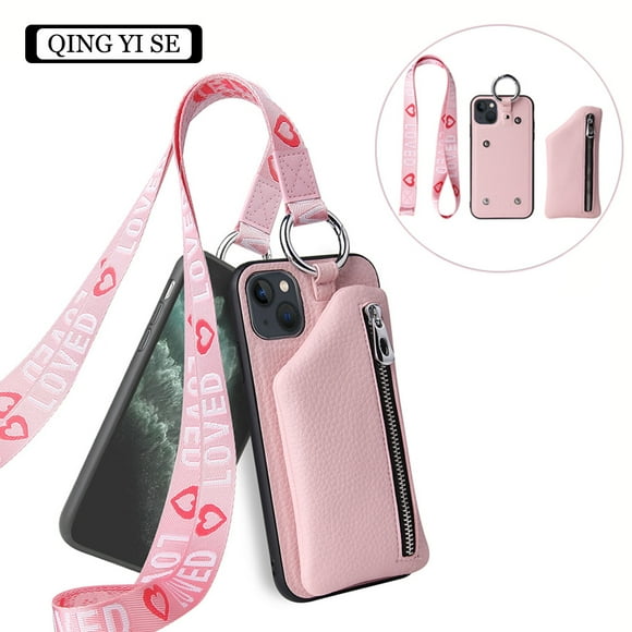 Wallet case iPhone 13 case, iPhone 13 case, pink