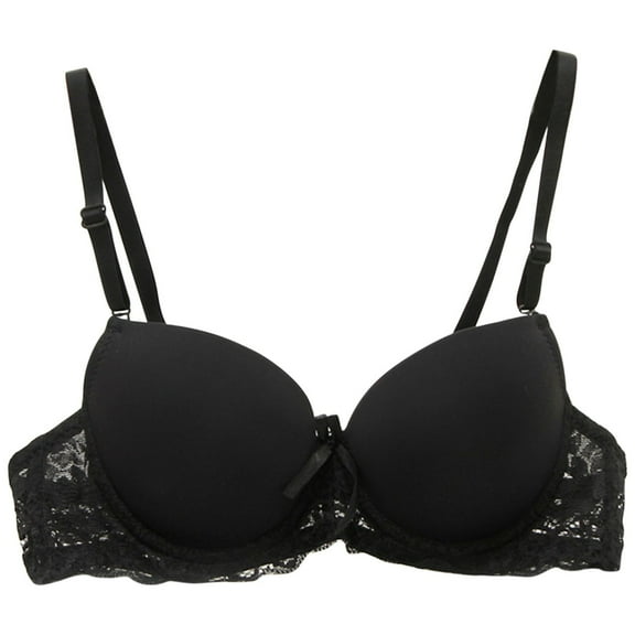 Bras for Women,Glossy Lace Bra for Small Chest Cute Thin Underwear Gather Push Up Enhancer,Sports Bras for Women,Black,B