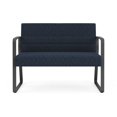thumbnail image 2 of Waterfall Reception Waiting Sled Base Loveseat / Charcoal Steel / Blue, 2 of 5