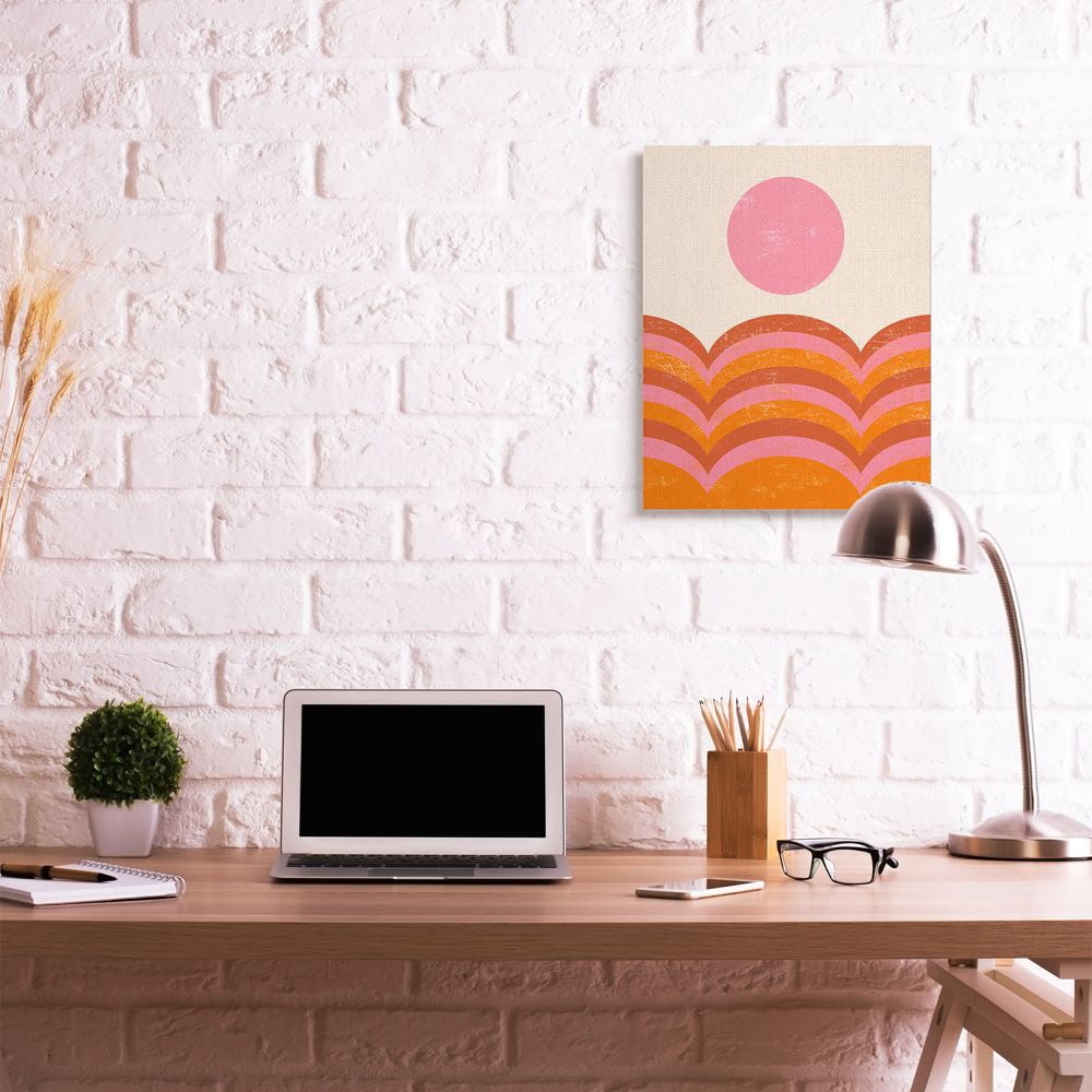 Stupell Industries Abstract Sunset Arched Landscape Pink Red Orange Canvas Wall Art Design by Daphne Polselli