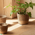 thumbnail image 2 of Straw Weaving Flower Plant Pot Wicker Basket Rattan Flowerpot Storage Basket Handmade Woven Planter Basket S, 2 of 5
