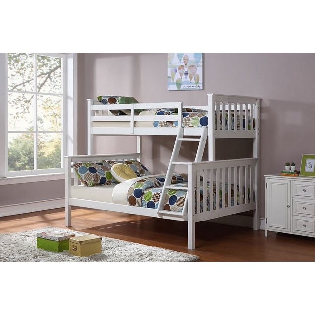 JLG Twin over Full Mission Style Bunk Bed, Converts Into Two Beds (White)