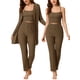 thumbnail image 1 of Pijama de punto para mujer Ropa de dormir casual Pantalones Shrug Cardigan 3ps Lounge Set Small Brown, 1 of 4