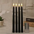 thumbnail image 3 of Black Halloween Flameless Taper Candles with Remote, Battery Powered Flickering LED Candlesticks Set of 10, 3 of 17