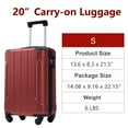 thumbnail image 7 of EUROCO 20" Hardshell Carry-On Luggage, ABS Lightweight Durable Suitcase with TSA Lock and Double Spinner Wheels for Travel,Red, 7 of 7