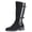 Black, variant on Viluyesy Womens Knee High Boots Faux Fur Trim Double Buckle Low Heel Side Zipper Faux Suede Riding Style Comfortable Shoes Black Size 9.5
