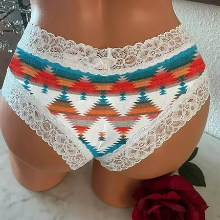 

JNGSA Womens Underwear Panties Sexy Underpants Briefs Lace Panties Cute Retro Printed Lingerie Pajamas Blue 6 Clearance