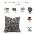thumbnail image 2 of Fabdivine Block Print Throw Pillow Cover, 22x22 Inch Thick Linen Handmade Cushion Cover, Floral Print Boho Design Green Pillow Cover for Sofa and Couch, 2 of 5