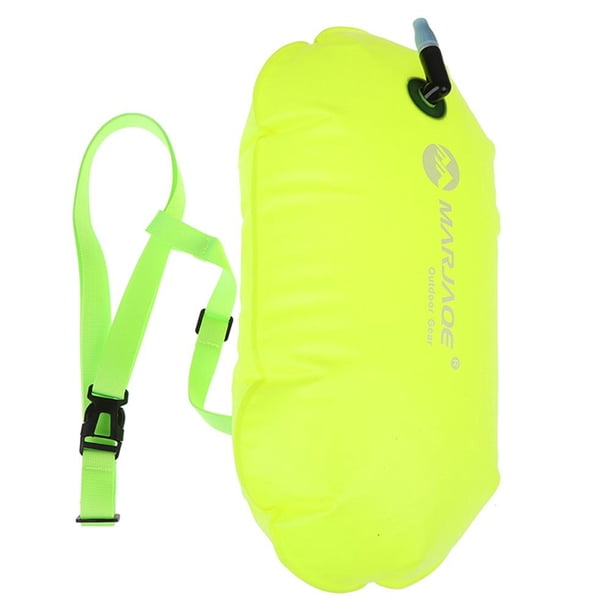 Flotador inflable para natación, boya de secado al aire, bolsa para deportes acuáticos (verde fluorescente)