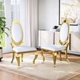 thumbnail image 2 of Luxury Dining Chairs Set of 2, Oval Back PU Upholstered Chairs with Stainless Steel Cabriole Legs, Dining Chairs for Kitchen, Living Room, Office, 2 of 6
