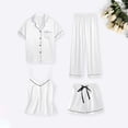 thumbnail image 2 of Edvintorg Pajamas Sets For Women Satin Loungewear Summer Clearance Loose Casual Button Down Sleepwear Nightwear Soft Pjs Lounge Sets Home Clothing 4Pcs, 2 of 3