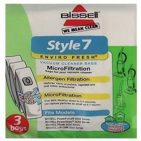 3 Bags In a Pack Compatible with Bissell Style 7 30861 32120 Genuine Upright Vacuum Cleaner Bags