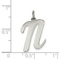 thumbnail image 3 of White Sterling Silver Charm Pendant 21 mm 11-15 Rhodium-Plated Large Script Initial N, 3 of 4