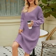 thumbnail image 7 of Mchoice Sweater Dress for Women Fall Winter Fashion Twisted Flower Bottom Knee Length Skirts Solid Color V-Neck Long Sleeve Knitted Midi Dress, 7 of 7