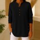 thumbnail image 2 of Camisas de Manga Larga Casual de las Mujeres con Cuello en V Color Sólido Blusa Suelta Top Estirable Suave, Camisas de Trabajo de Manga Larga, 2 of 6