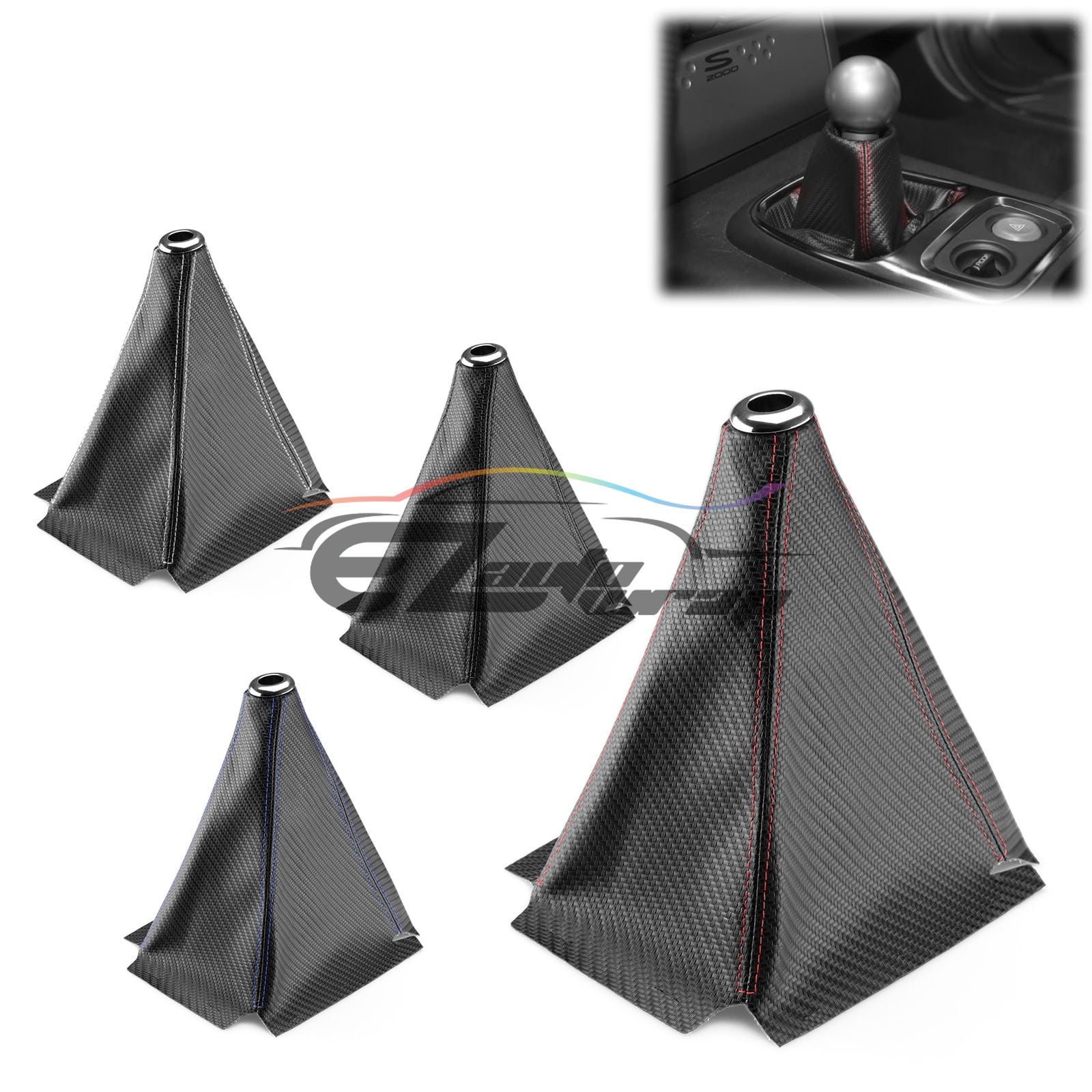 Universal Shift Knob Shifter Boot Cover Carbon Fiber Style Black With