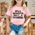 thumbnail image 2 of Little Kid Kids School Season Back To School Season Printed Casual Short Sleeve Top T Shirt Valentine Top Girls Compression Gymnastics Tops for Girls Crop Dance Dance for 6-7 Years Pink, 2 of 4