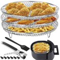 thumbnail image 1 of POINTERTECK Air Fryer Dehydrator Rack Stainless Steel Dehydrator Rack Grill Round Steam Grill with Oil Brush and Anti-Scald Clip Stackable Air Fryer Accessories for 4.2Qt/5.3Qt/5.5Qt Air, 1 of 9