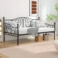 thumbnail image 3 of VECELO Twin Size Metal Daybed with Headboard, Metal Slats Support/Easy Assembly, No Box Spring Needed, Black, 3 of 8