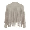 thumbnail image 4 of GEWSEY Women's Fringe Leather Jackets - Suede Faux Motocycle Biker Cropped Coat Vegan Blazer Pleather Fashion Tassel (Beige, M), 4 of 8