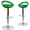 thumbnail image 2 of BizChair 2 Pk. Contemporary Green Plastic Adjustable Height Barstool with Rounded Cutout Back and Chrome Base, 2 of 8