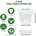 thumbnail image 5 of Namzi 5 Pack Orchid Pots, 5 Inch Clear Orchid Pots with Holes & Saucers, Plastics Breathable Slotted Orchid Planter Indoor Outdoor, 100, 5 of 5