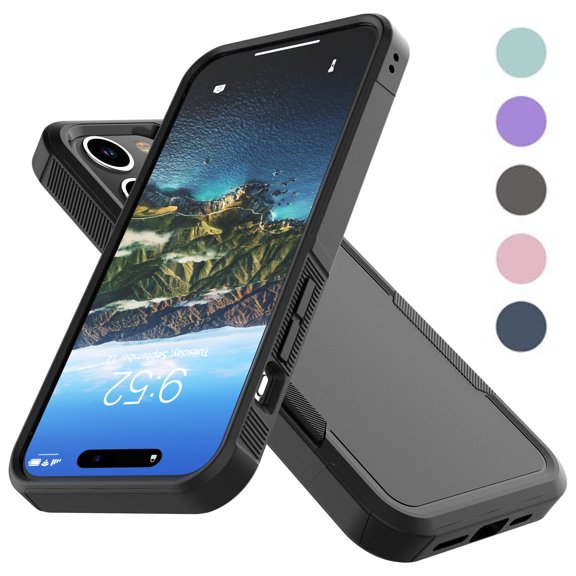 iPhone 15 Pro Case, 2 in 1 Phone Case for iPhone 15 Pro 6.1 inch ,Takfox Shockproof Protection Heavy Duty Armor Hard Plastic & Rubber Rugged Bumper Cover,Black