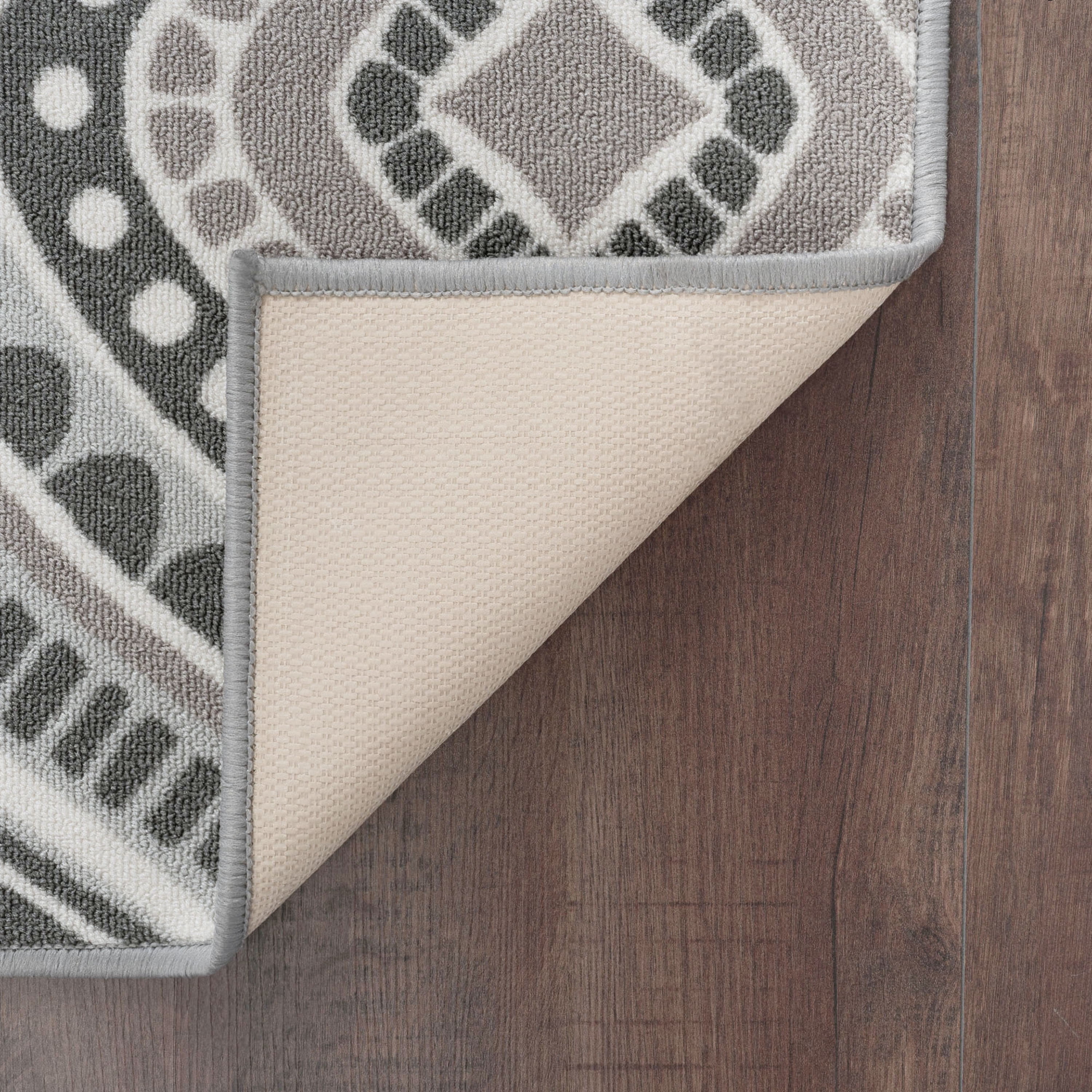 Contemporary Area Rug (3-Piece Rug Set: (5' x 7', 20'' x 60'', 20'' x 32'')) Geometric Charcoal, Gray Indoor Set Easy to Clean