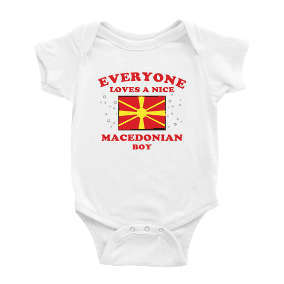 Everyone Loves a Nice Macedonian Boy Baby Bodysuits Newborn Clothes (White, 0-3 Months)