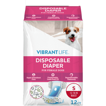 Vibrant Life Disposable Diapers for Female Dogs - Small