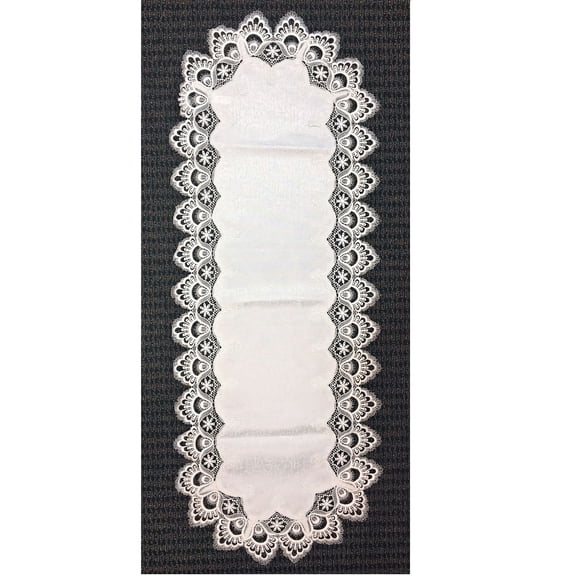 White Lace Embroidered Kitchen Table Runner 16 x 45 Inch New