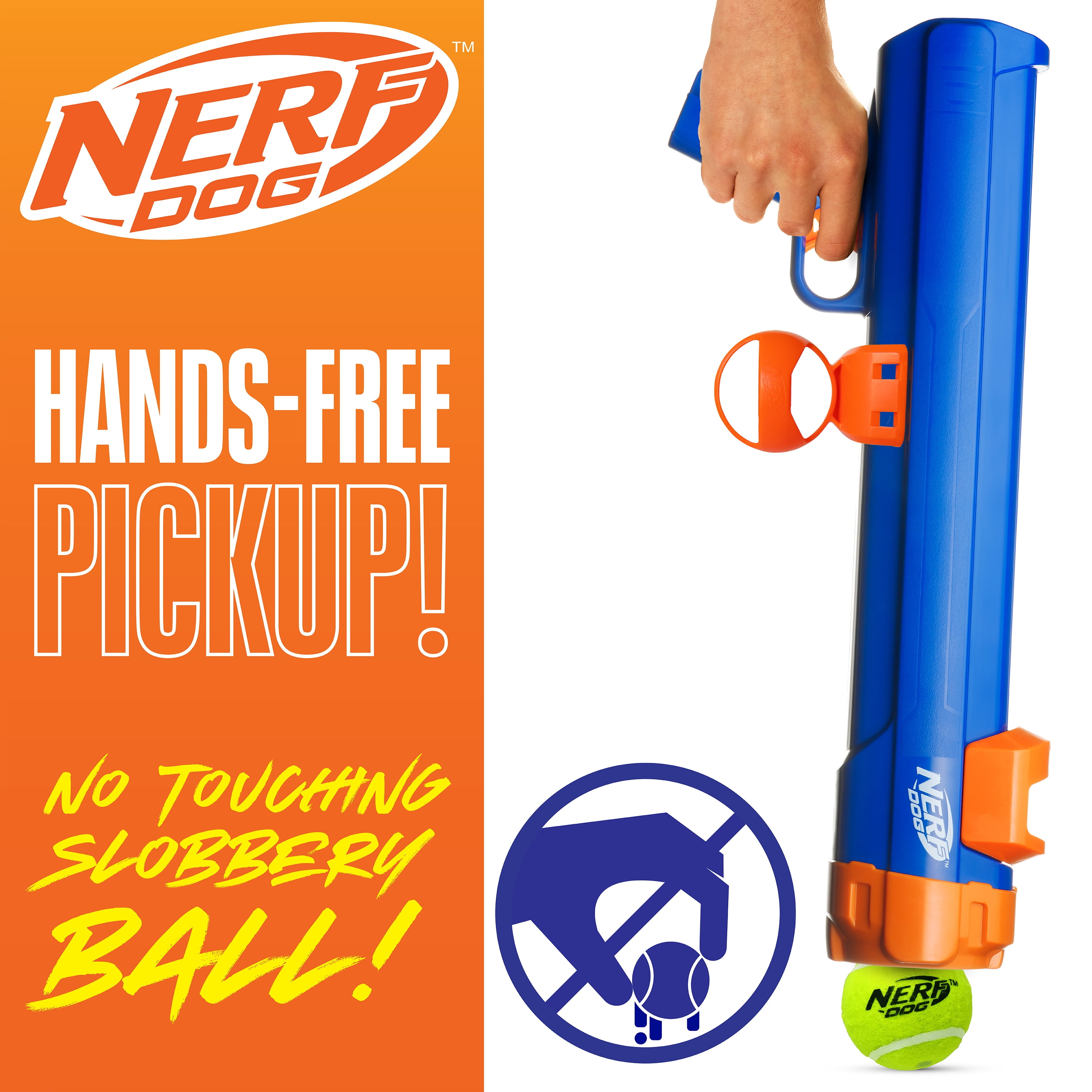 Nerf Dog Tennis Ball Blaster Dog Toy with 4 Balls & Ball Clip, 20 inch