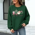 thumbnail image 4 of GuzomFashion Womens Christmas Sweatshirt Waffle Knit Crew Neck Long Sleeves, Tis The Season Graphic, Green,Size XL, 4 of 6