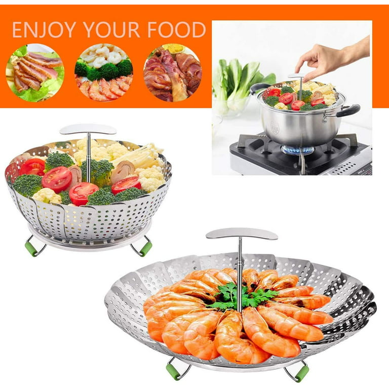 Sayfine Vegetable Steamer Basket, Premium Stainless Steel Veggie Steamer  Basket for cooking - Folding Expandable Steamers to Fits Various Size Pot