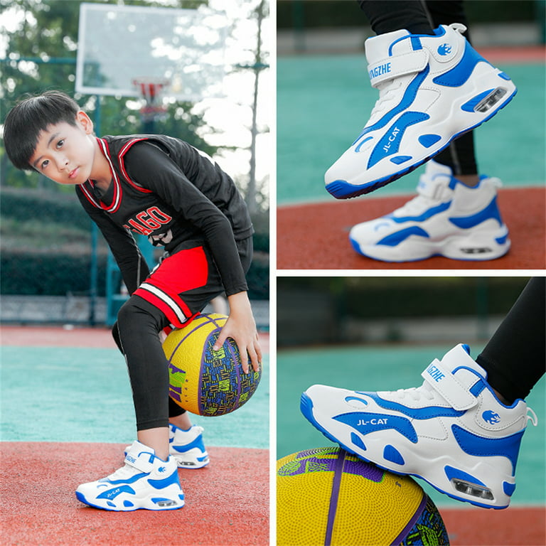 Engtoy Girls Boys Basketball Shoes Kids Sport Shoes for School Little/Big  Kids High Top Blue Outdoor Child Sneakers Child Sneakers Black 