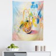 thumbnail image 1 of Flowers Tapestry, Spring Oil Painting Look Illustration of Wild Blossoms Love Nature, Fabric Wall Hanging Decor for Bedroom Living Room Dorm, 5 Sizes, Mustard Peach and Blue, by Ambesonne, 1 of 1