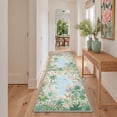 thumbnail image 5 of KUETH 2x3 Machine Washable Modern Floral Accent Rug, Soft Low Pile Non Slip Backing Rug, TEAL BLOOM Rug for Entryway Bedroom Kitchen, 5 of 5
