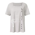 thumbnail image 4 of BLVB Women's Summer Tunic Tops Printed Button Square Neck Short Sleeve Shirts Casual Plus Size Beach Blouse Tee, 4 of 4