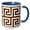 Blue/White, variant on 3drose, Orange and Image of Rust Greek Key Geometric Pattern, 15oz Mug