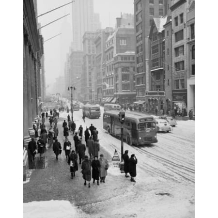 47th Street Photo - USA New York State New York City Fifth Avenue on wintry day view from 47th Street Poster Print