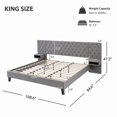 thumbnail image 3 of King Size Platform Bed with Headboard, Modern Velvet Upholstered Platform Bed with 2 Nightstands, with diamond tufted, Grey, 3 of 8