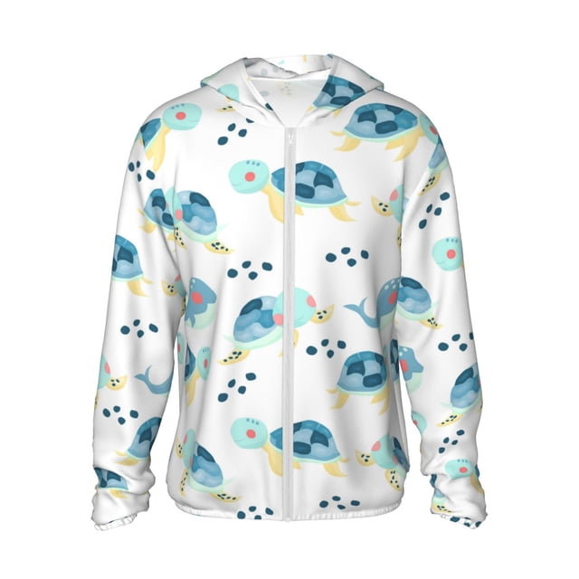 KLL Imprimé Tortue de Mer Hommes Femmes UPF 50+ Protection Solaire Veste à Capuche Manches Longues Pêche Randonnée Performance Chemise-Moyen