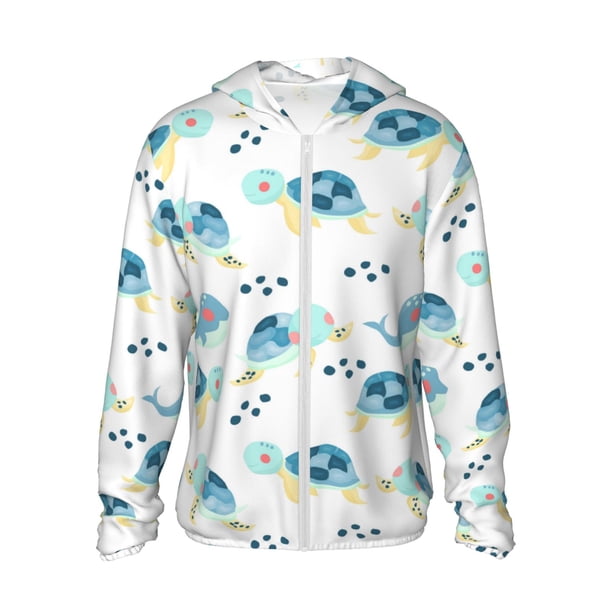 Fotbe Sea Turtle Chaqueta con Protección Solar UPF 50+ para Hombre y Mujer, Camisa con Capucha y Bolsillos-Small
