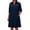 Navy, variant on Women's Turn Down Collar Elbow-Length Sleeve Dress, Loose Fit Solid Shift Dress, Relaxed Casual Daily Vacation Sundress Wear