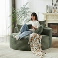 thumbnail image 4 of CKEASEAN 55'' Oversized Corduroy Round Chair Lounge Chaise Indoor, Upholstered Cloud Large Circle Sofa Chair with Deep Seat, No Assembly Required, Fluffy Modern Floor Sleep Sofa for Living Room, 4 of 20