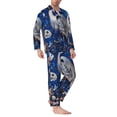 thumbnail image 2 of Naloa Blue Heron Floral Garden Men’s Pajamas Set - Long Sleeve Button Down Sleep Shirt and Pajama Bottoms Sleepwear Set-Large, 2 of 7
