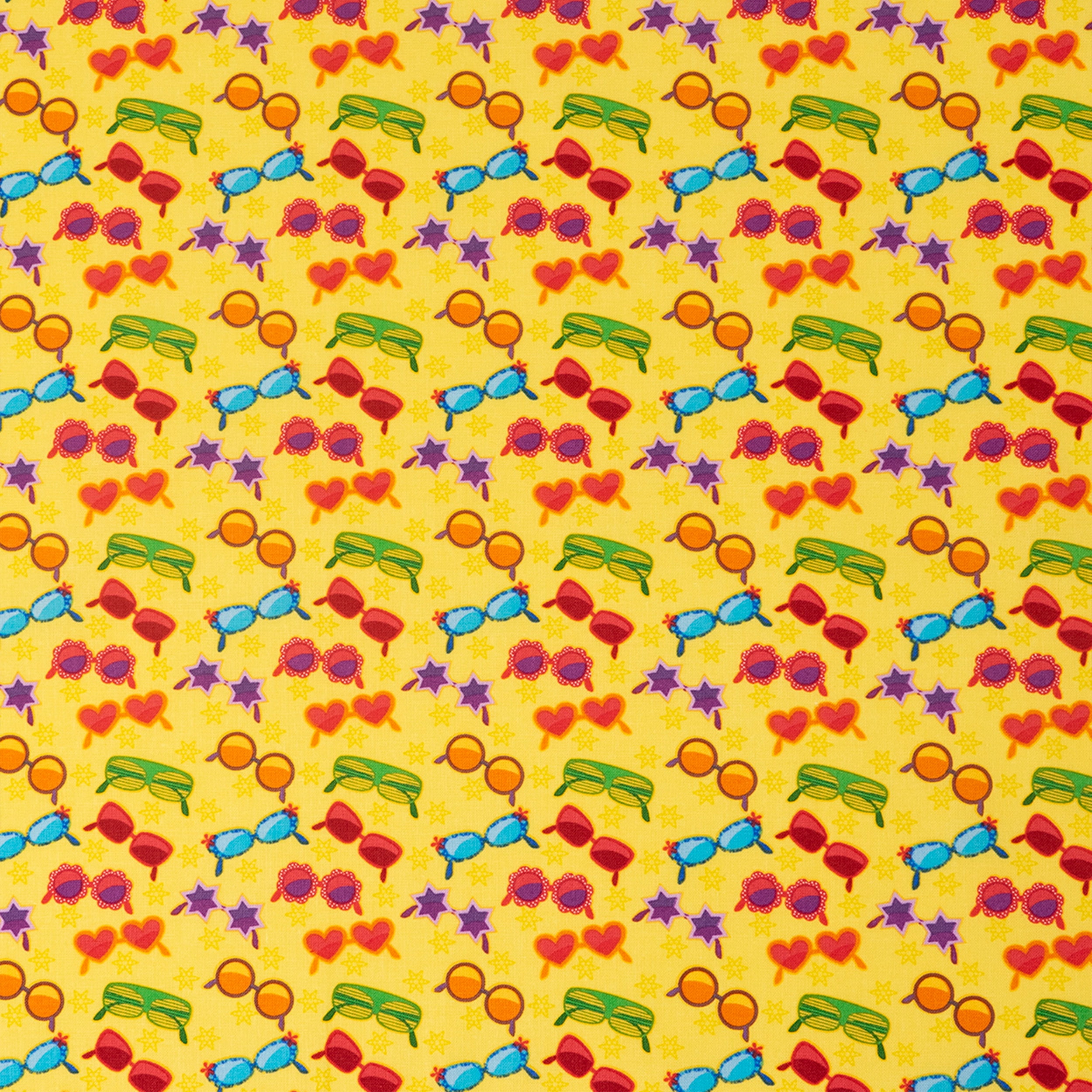 Singer Fabric, 100% Cotton, Sewing & Crafting, 44" Wide, Rainbow Summer Sunglasses, Cut by Yard